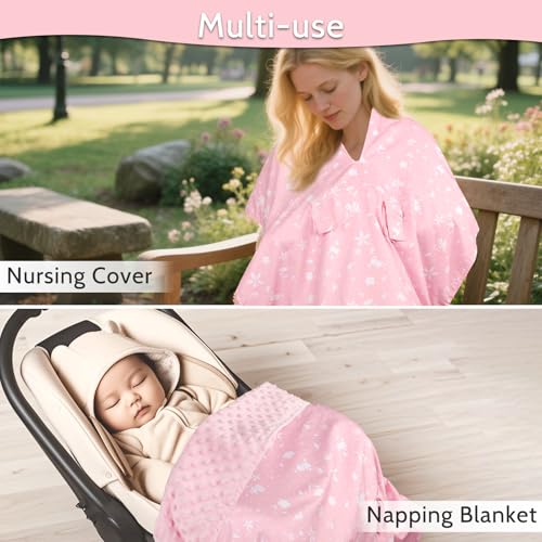 Image of ManFaiSky Car Seat Cover Baby, Soft Carseat Covers Baby Girl, Multi-Use Nursing Cover & Infant Carseat Canopy, Pink