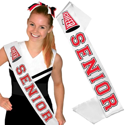 Cheer Senior Sash Red - PREMIUM GRADE SATIN Cheerleader Sashes - Cheer Squad Senior Gifts4