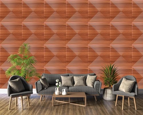 Image of 3D Decorative PVC Wall Panel 20x20 Inch - Wooden Texture Check Pattern, Non-Self Adhesive, Waterproof Wall Tile for Living Room & Office Walls
