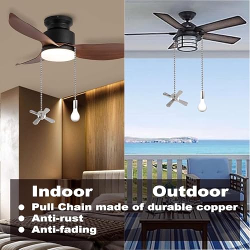 Image of SKYVIEW INTERNATIONAL Ceiling Fan Pull Chain Extension Ornaments Chains with Decorative Light Bulb and Fan Cord 13.6 Inches Fan Chain Set for Ceiling Light Lamp (Pull Chain(SILVER))