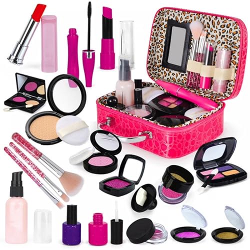 Image of Kidology Makeup Kit Set for Kids - 3-8 Years Girls | 21 Pcs Portable Pretend Play Princess Beauty Set (Not Real Makeup) | Builds Fine Motor Skills | Non-Toxic Mess-Free Suitcase | Gift for Girls