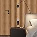 Arthome 17''x120'' Wood Slat Wallpaper, Peel and Stick Self Adhesive Wood Wallpaper PVC Vinyl Decorative Removable Wallpaper Waterproof Faux Wood Grating Stripe Contact Paper for Living Room Bedroom