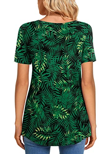 cathy womens short sleeve tunic tops henley shirt v neck button up blouse casual pleated basic pullover