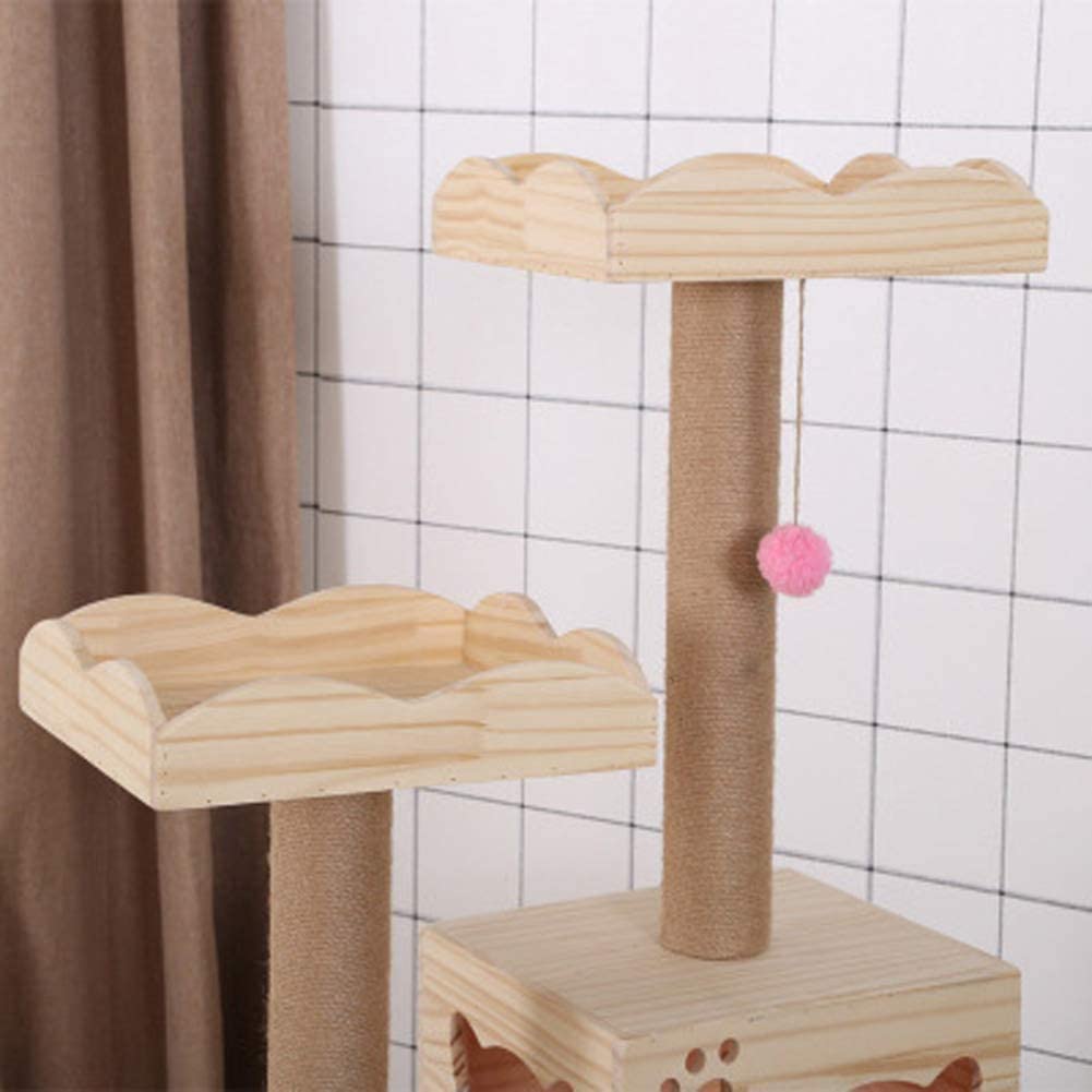 Tiragraffi, Marco De Madera Maciza para Gatos, Rascador para Gatos, Arena para Gatos, Marco De Sisal para Gatos, Multicapa con Bola De Felpa, Árbol para Gatos Stabile Piattaforma