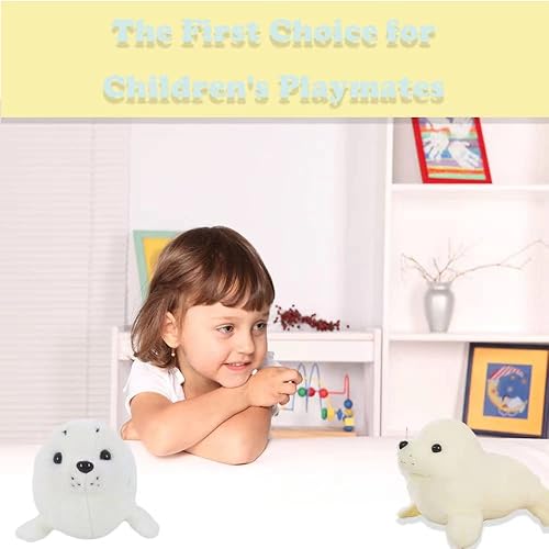 Miniatura 2 de CHELEI2019 Animal de peluche con sello de 15.7 pulgadas, juguete de almohada de peluche con sello gordito blanco, regalos para niños