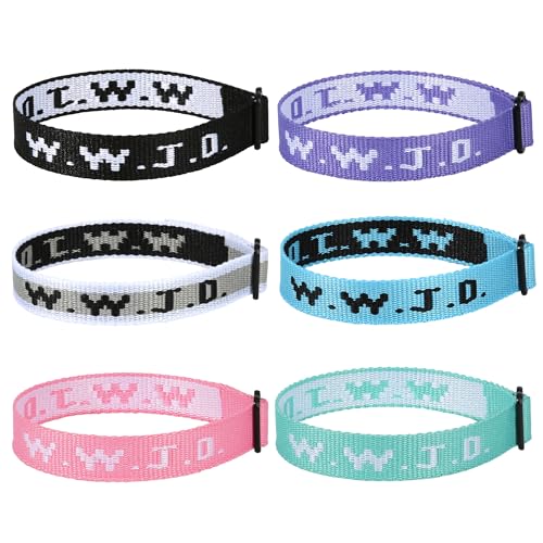 6PCS WWJD Christian Bracelet for Women Men, Christian Jesus Gifts Adjustable Wristbands Pack, WWJD Bracelets Bulk - What Would Jesus Do Bracelet