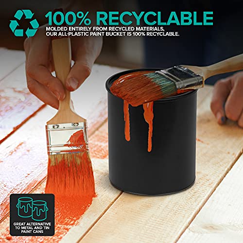 image for 1-Quart Plastic Paint Bucket (6 Pack) - Triple Lock Airtight Seal - Mi