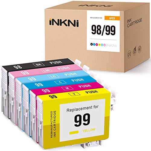 INKNI Remanufactured Ink Cartridge Replacement for Epson 98 99 T098 T099 High Yield for Artisan 837 810 730 835 725 710 800 700 (1 Black,1 Cyan,1 Magenta,1 Yellow,1 Light Cyan,1 Light Magenta,6-Pack) Georgia 