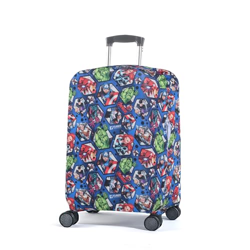 Image of Heart Home 26-30 Inch Polyester Large Size Suitcase Cover | Dustproof and Machine Washable Luggage /Trolley Bag Cover Protector | Avengers Print - Blue