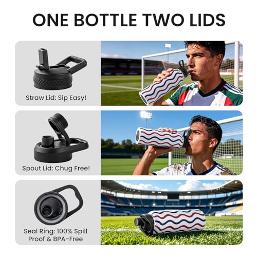 Image of RAYMYLO 2026 Soccer Biggest Event Edition Insulated Water Bottle 40 oz, Nation Flag Design, Best Souvenir & Gift for World Soccer Lover, Vacuum Stainless Steel (Cold for 36Hrs), Leak Proof & Non-BPA