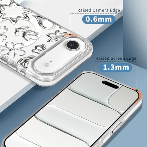 Coque iPhone 17 Air compatible Magsafe rigide transparente fleurs - 2