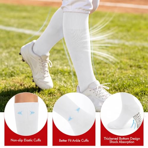 Image of WHIPPY Baseball Socks and Belt Combo Set Knee-High Softball Socks & Adjustable Elastic Belt for Kids Youth Adult