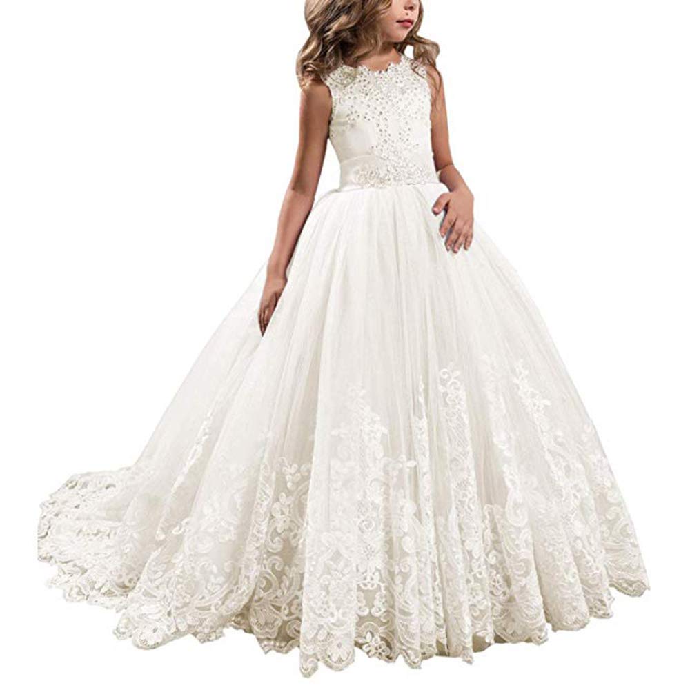 MemoryTU Flower Girls' Birthday Party Prom Ball Gown Floor Length Wedding Pageant Dresses