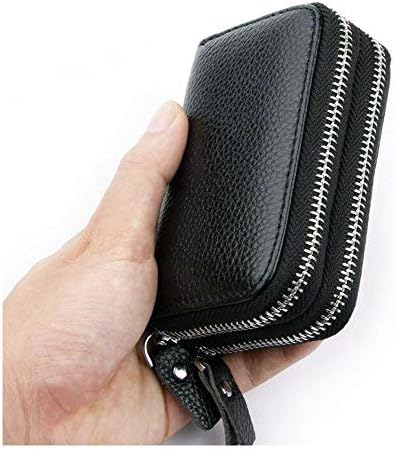 Hengying Small Women's Wallet Purses PU Leather Credit Card Holder Ladies Purse Clutch Holder Case with 2 Zip Compartments for Daily Use Travel Shopping Holidays + Key Ring (Black)