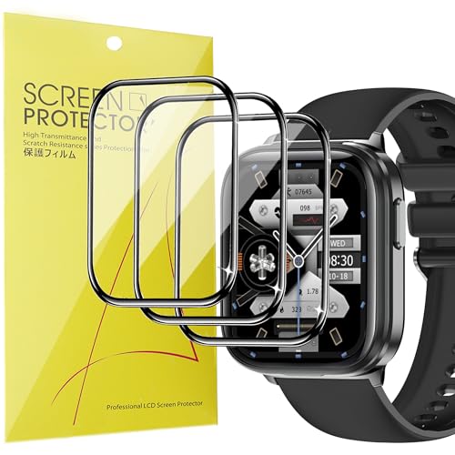 Lamshaw Compatible for Coolhenry Smart Watch Screen Protector, [3 Pack] 3D Full Coverage PET Screen Protector Film Compatible for Coolhenry X9 1.85'' Smart Watch (3 Pack)