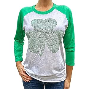 Womens Studded Shamrock St Patricks Day Tshirt