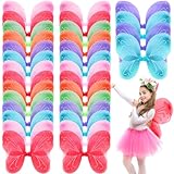 Junkin Fairy Butterfly Wings for Girls Butterfly Wings Costume Bulk Kids' Dress up Favors Role Play Supplies(Pastel,24 Pcs)