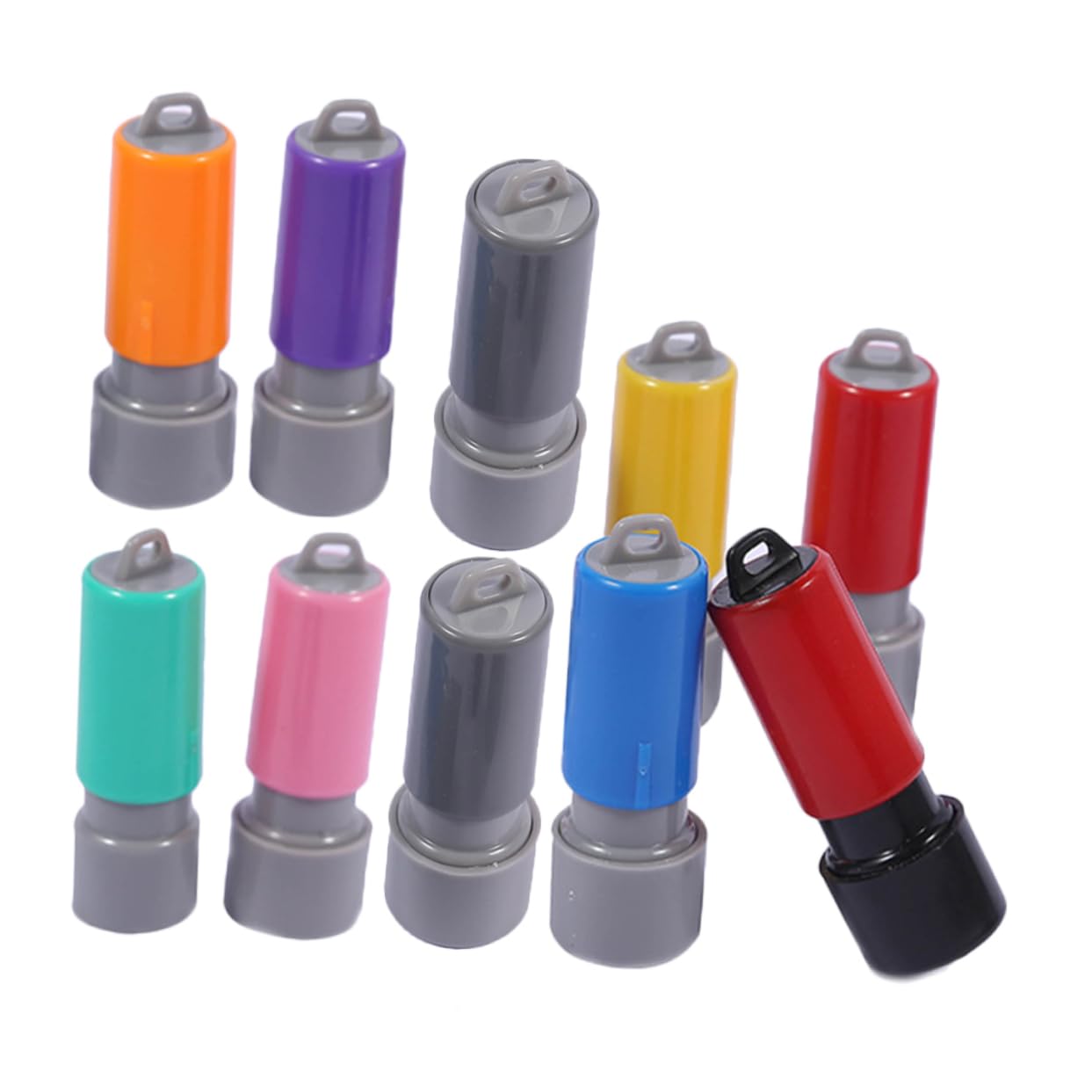 DOITOOL 5 Sätze Teiliges Selbstfärbende Stempel Mit Stempelkissen Runde Blanko Siegelhüllen Für Diy Siegel Vielseitiges Werkzeug Für Kreative Projekte Und Persönliche 10 Stück * 5