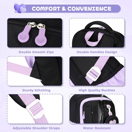 MOONBABY Black and Purple Backpack