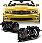 AKKON - For Black Smoked 2010 2011 2012 2013 Chevy Camaro Driver & Passenger Both Side Projector Headlights Set