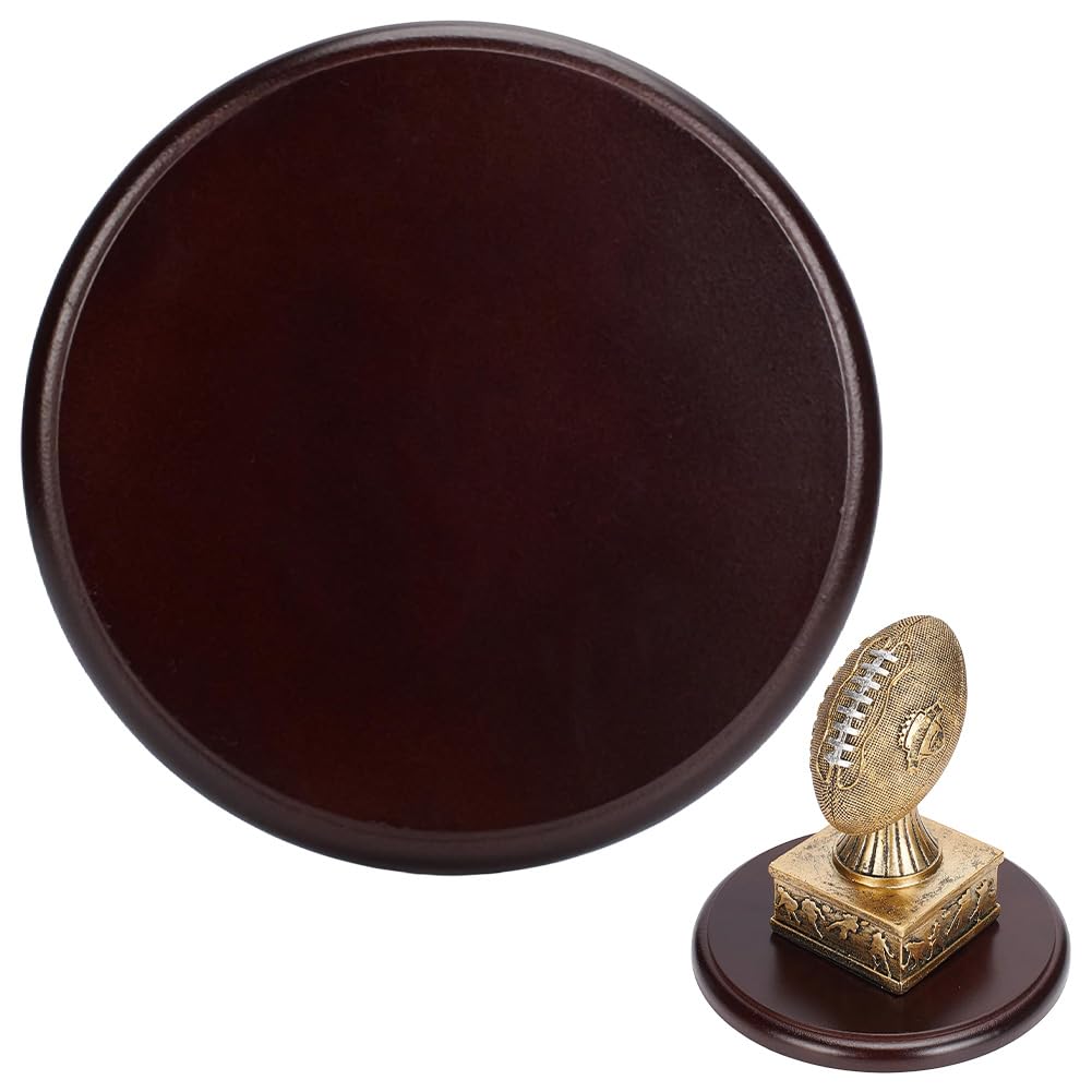 UNICRAFTALE Round Wood Display Base with Ogee Edge Display Stand Brown Trophy Bases Vintage Home Decoration Plaques for Artifact Vase Sculpture Keepsake Displays Riser 18cm