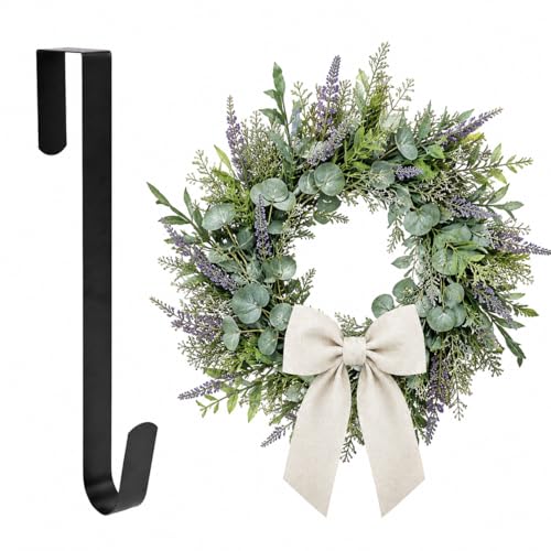 Sattiyrch 15' Wreath Hanger for Front Door,Sturdy Steel Wreath Door Hanger,Over The Door Hanger Hook...