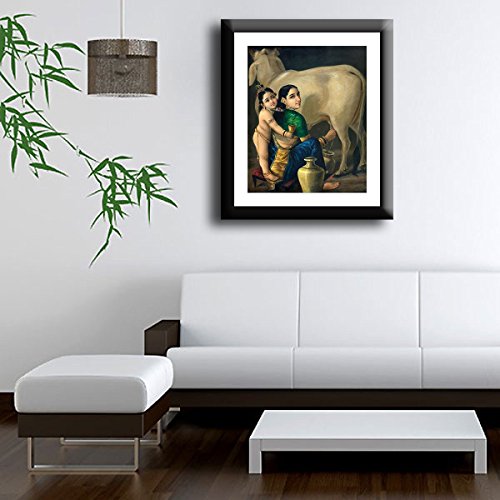 Image of Tallenge - Yashoda Krishna - Raja Ravi Varma Mythology Collection - Small Poster Paper - Framed (12 x 17 inches)