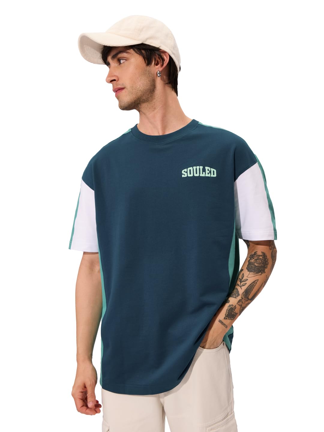 the souled store Solids: Deep Sea Blue Men and Boys Short Sleeves Round Neck Cotton Oversized T-Shirts-picture-41