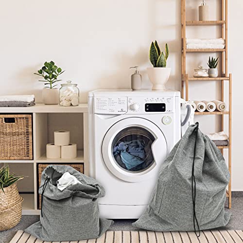 DuneDesign Wäschesack 100 Liter XXL + 60 Liter Reise Wäschesammler für Kleidung - Wäschekorb Set Organizer im Leinen Look mit Kordelzug - faltbarer Wäschebeutel für Koffer Rucksack oder Camping
