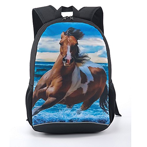 CAIWEI school backpack for boys, 17 Inch Horse School Bag Rucksack Backpack