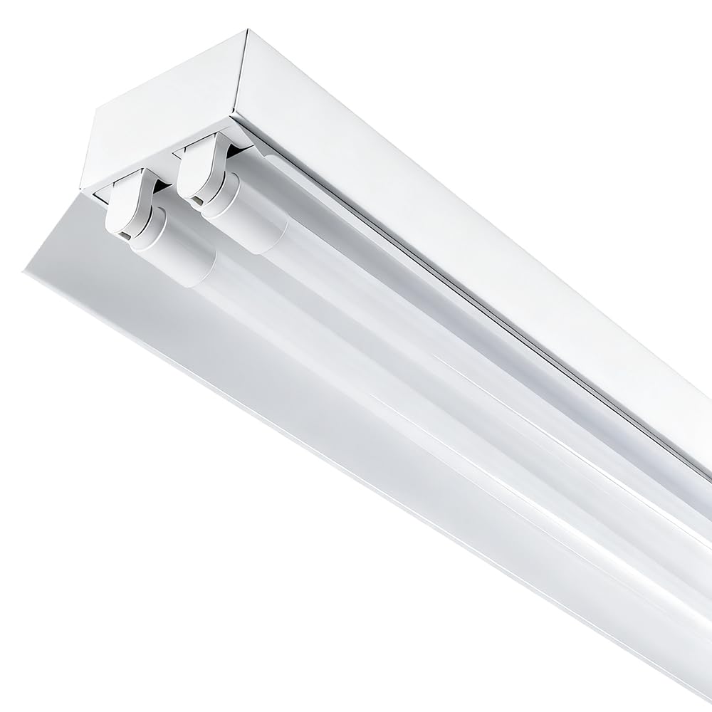 室内照明器具2個セット Amazon | 笠付2灯型器具 40w形led蛍光灯付き 反射笠付 led直管蛍光灯