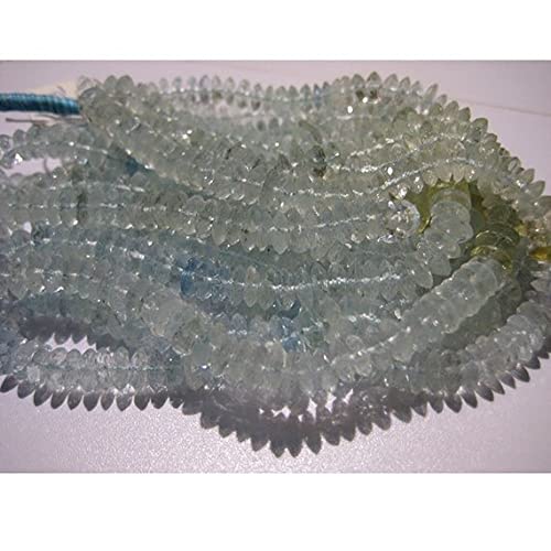 Perles aigue-marine de 6mm a 7mm pierres facettees pour collier 16"