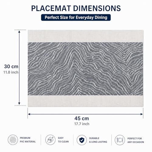Image of YELONA Placemats Set of 8, Heat-Resistant Woven Vinyl Table Mats, Non-Slip & Washable Dining Tablemats for Kitchen & Dinner Decor, Anchor Grey (45cm x 30cm)