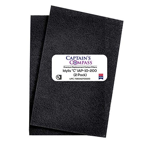 CAPTAIN'S COMPASS Aftermarket 2 Pack Idylis C Carbon Filter, Fits Idylis Air Purifiers IAP-10-200 & IAP-10-280, Model # IAFH100C, IAF-H-100C & 302656