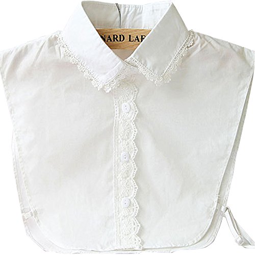 YAKEFEI Half Shirt Detachable Fake False Faux Collar Cuff Cotton Lace Collar for Girl and Women White