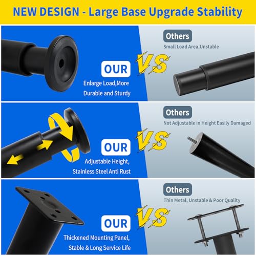 Olldag 6 PCS Adjustable Furniture Couch Cabinet Legs 4.72-7.48 Inch, Heavy Duty Adjustable Height Replacement Legs for Dresser/Sofa/Bed/Chair, Legs for Furniture Set of 6 (Black) by Olldag - Used condition - Image 3