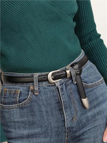 Belts For Women Retro Silver Buckle Thin Belt Women's Belt Decoration With Jeans Jacket Versatile Leather Waistband2