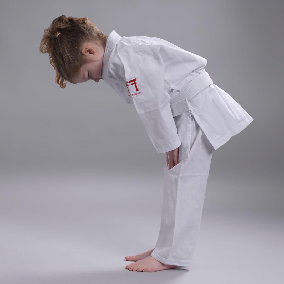 Kimono judo infantil de tela (185 g, algodón de alta calidad, talla 110 cm)