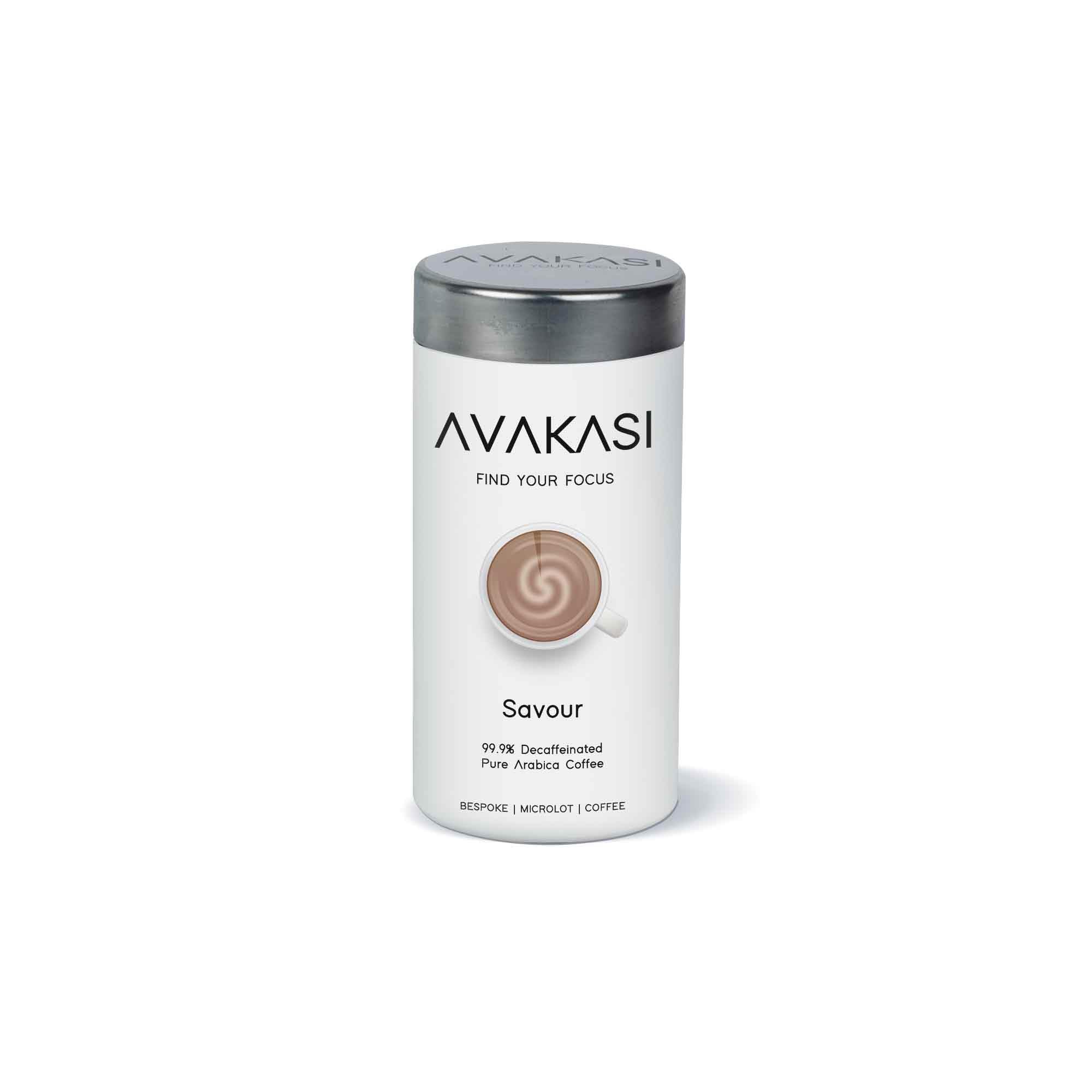 Avakasi Savour -99.9% Decaffeinated ground coffee in a collectible tin (Plunger) -150gm (B0CWLGH5QZ) Amazon Price History, Amazon Price Tracker