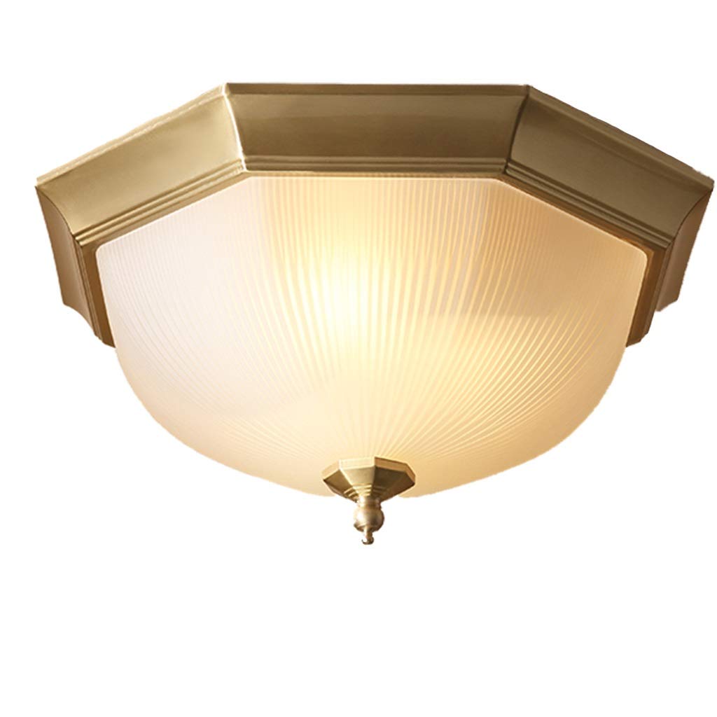 HynJGih American Country Copper Porch Balcony Kitchen Aisle Corridor Entrance Hall Simple Octagonal Ceiling Lamp(32cm)