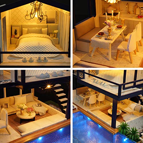 Cuteefun DIY Miniatur Puppenhaus Kit zum BAU Miniatur Haus mit Musik und Möbeln Selber Bauen Kreative Bastelgeschenke… – Bild 6