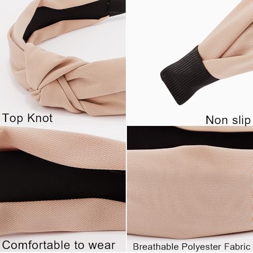 AHONEY Pacote com 5 faixas de cabelo femininas com nó largo, acessórios de cabelo antiderrapantes, p