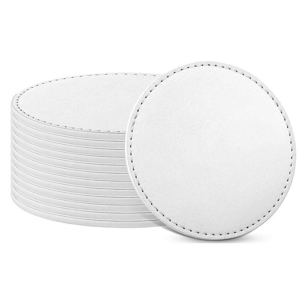 CTRLZS 12 Pieces Round Sublimation Coasters 4 Inch Sublimation Coasters Blank Non-Slip Round Heat Transfer Coasters for