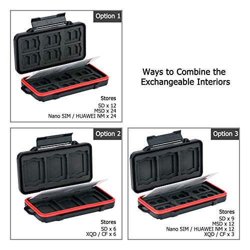 Image of PROfezzion 48 Slots Universal Weatherproof Memory Card Carrying Case Anti-Shock Storage Holder for SD Micro SD CF Cfast XQD Nano Sim Huawei Nano Memory MSD TF CompactFlash Cfexpress SDXC SDHC Cards