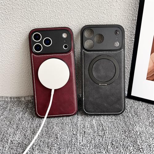 Coque iPhone 15 Pro Max cuir antichoc étui de protection induction - 5