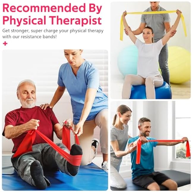 Resistance Bands for Working Out, Exercise Bands for Physical Therapy, Stretch, Recovery, Pilates, Rehab, Strength Training and Yoga Starter Set