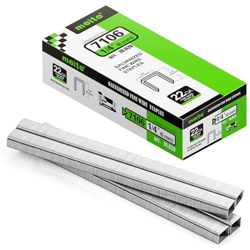 meite 22 Gauge 71 Series 3/8" Crown Wide 1/4" Leg Length Galvanized Staples for Upholstery Stapler 10,020 PCS/Box (1 Box)