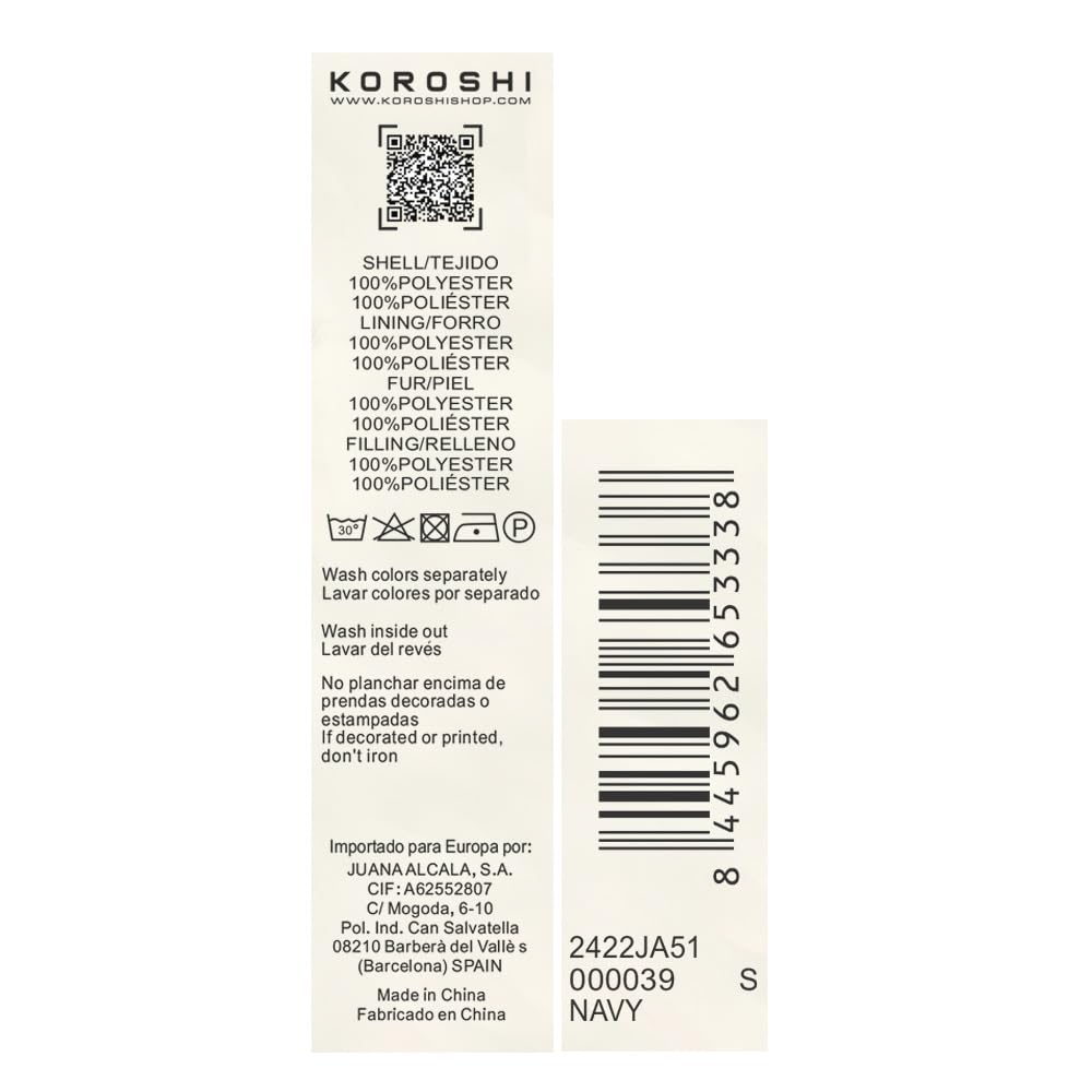 Koroshi NAVY - Giacca imbottita con cappuccio e colletto in pelliccia sintetica con chiusura frontale e cerniera, da donna