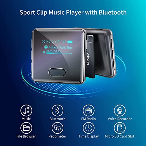 Mp3 Player With Bluetooth,Wiwoo 16Gb Sport Bluetooth Mp3 Player With Watch Band And Clip For Hiking Biking Jogging With Fm Radio Voice Recorder Pedometer Micro Sd Card Extension Up To 128Gb #TOP6