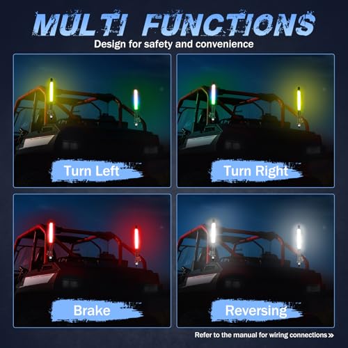 Image of 2 Pack 1FT COB LED Whip Lights, Fastchoy Auto UTV Whip Lights with App & Remote Control, Spiral RGB Chasing Lighted Whips for Side by Side UTV ATV RZR SXS Can-Am Polaris Offroad Truck